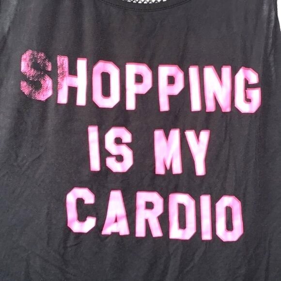 Scarlett Black Mesh Tank Top "Shopping Is My Cardio" Graphic XL - Picture 4 of 10